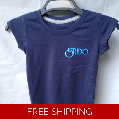 Le Studio Kids Z Blue Shirt White & Blue Embroid Front Logo